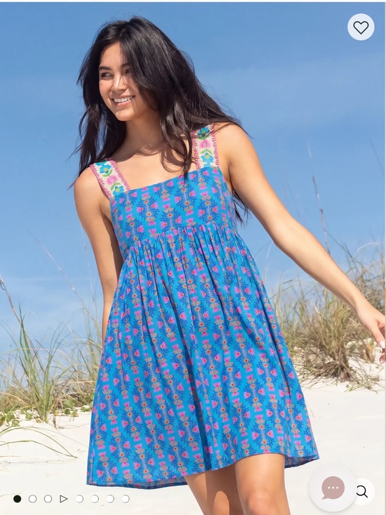 NATURAL LIFE Dresses & Skirts - NATURAL LIFE Tricia mini Blue Floral Maxi Dress with Embroidered Straps
